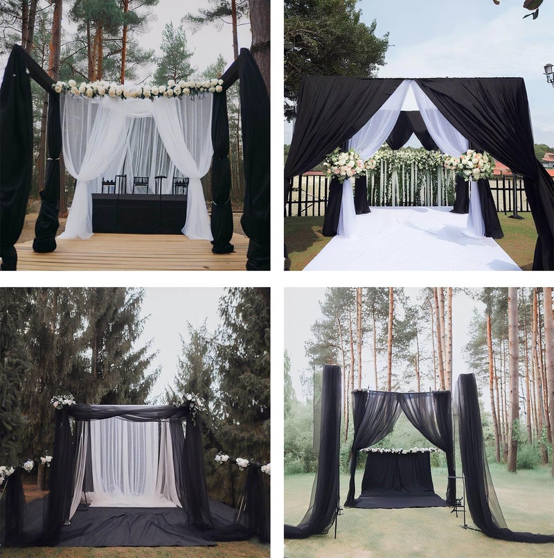 Barcelonetta | Chiffon Fabric | Decoration, Drapery Fabric | Halloween Decoration | for Arbor, Arch, Canopy, Table and Chair Decoration (Black, 10 Yards) - Image 3